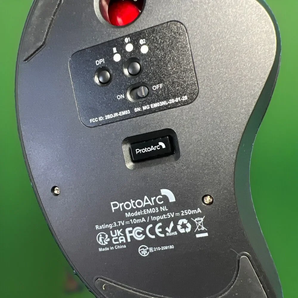 ProtoArc Wireless Bluetooth Trackball Mouse, EM03 NL Ergonomic Rollerball Mouse